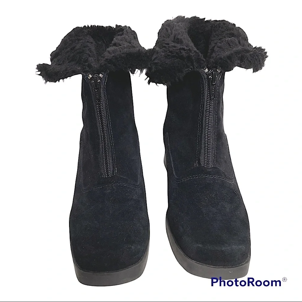 Kamouraska Boots Canada Zip Up Black Suede Winter Bailey Sz 7